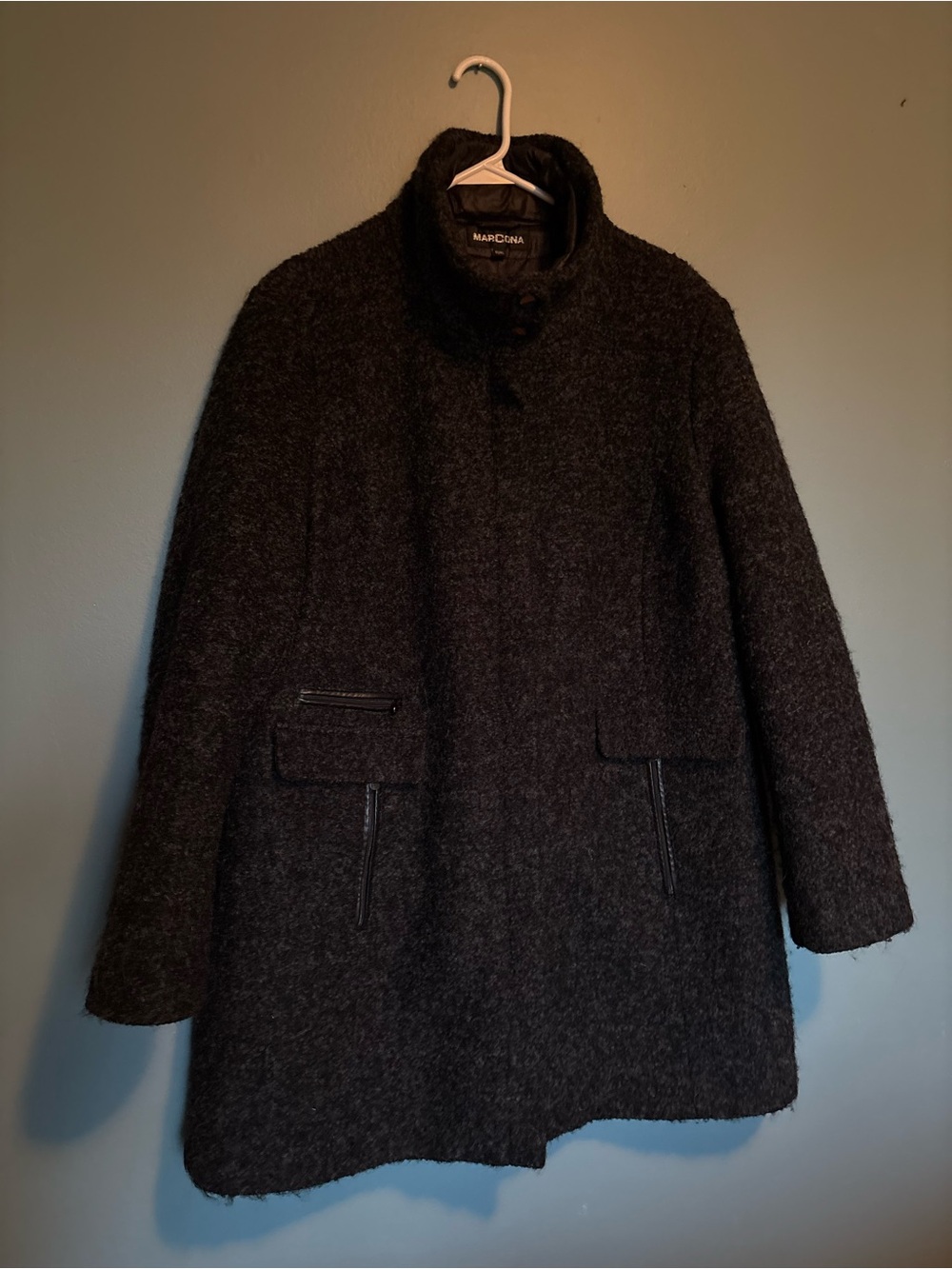 Marcona wool-blend coat textured bouclé weave built in quilted puffer inner bib